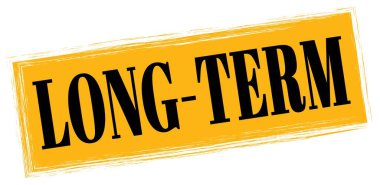 LONG-TERM text written on orange-black rectangle stamp sign.