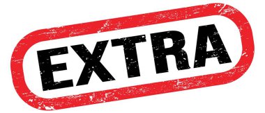 EXTRA, text on red-black rectangle stamp sign.