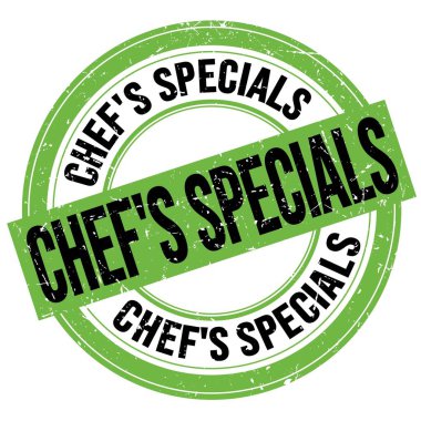 CHEF'S SPECIALS text written on green-black round grungy stamp sign