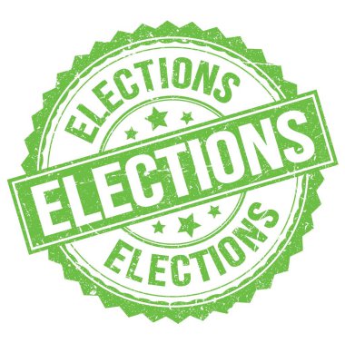 ELECTIONS text written on green round stamp sign