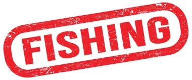 FISHING, text on red rectangle stamp sign.