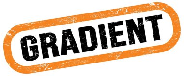 GRADIENT, text on orange-black rectangle stamp sign.