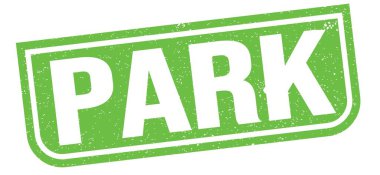 PARK text written on green grungy stamp sign.