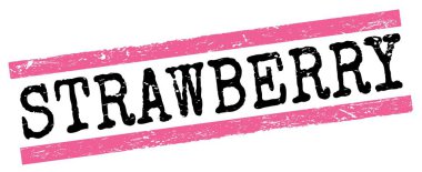 STRAWBERRY text written on pink-black grungy lines stamp sign.