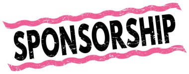 SPONSORSHIP text written on pink-black lines stamp sign.