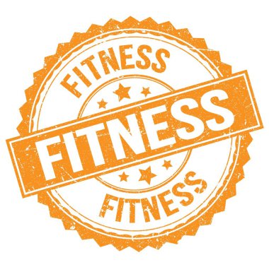 FITNESS text written on orange round stamp sign
