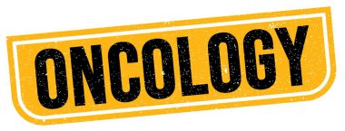 ONCOLOGY metin sarı-siyah grungy işareti üzerine yazılmış.