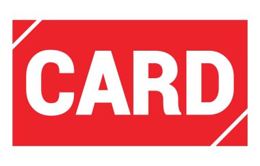 CARD text written on red rectangle stamp sign.