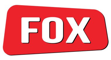Kırmızı trapez damgasıyla yazılmış FOX metni.