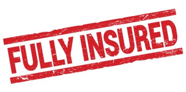 FULLY INSURED text written on red rectangle stamp sign.