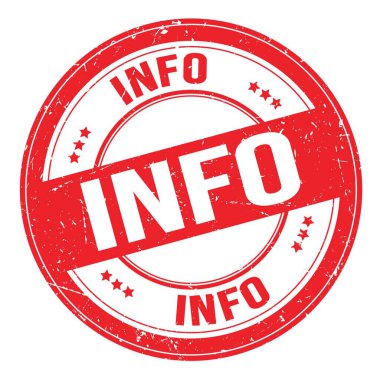 Kırmızı yuvarlak grungy işareti üzerine yazılmış INFO metni