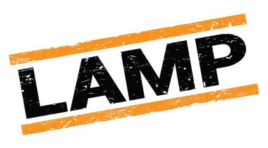 Turuncu dikdörtgen pul işareti üzerine yazılmış LAMP metni.