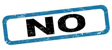 Mavi-siyah dikdörtgen pul işaretinde HAYIR metni.