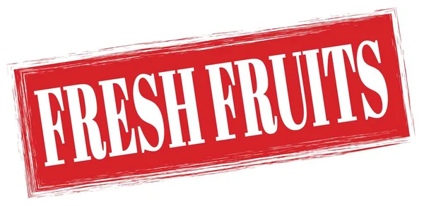 Fresh Fruits Felirat Piros Téglalap Alakú Bélyegzőtáblára Írva — Stock Fotó