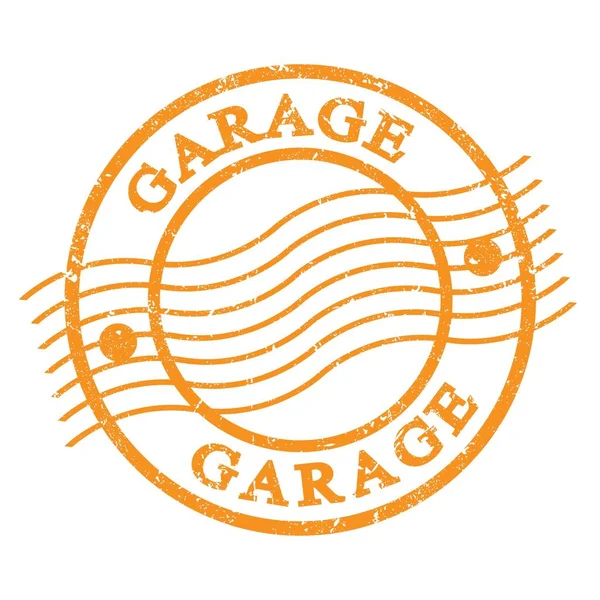 Garage Text Written Orange Grungy Postal Stamp — Stock Photo, Image