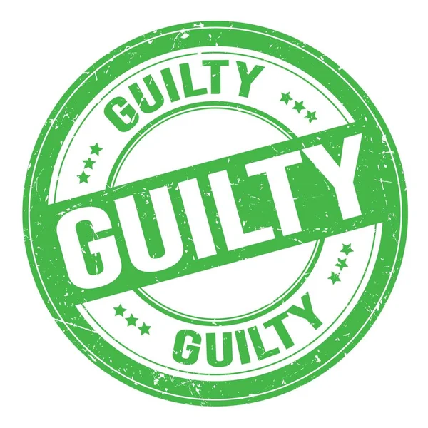 Guilty Tekst Napisany Zielonym Okrągłym Znaku Grungy Znaczka — Zdjęcie stockowe