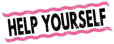 Pembe-siyah çizgi işareti üzerine yazılmış kendine yardım et..