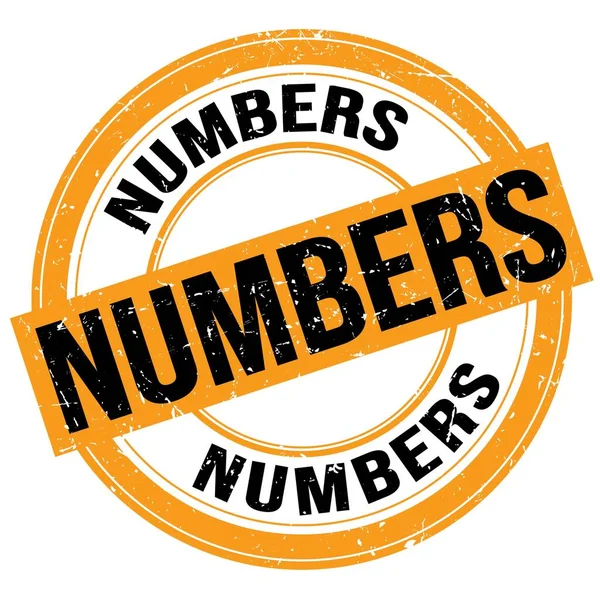 Numbers Texto Escrito Laranja Preto Redondo Sinal Carimbo Grungy — Fotografia de Stock