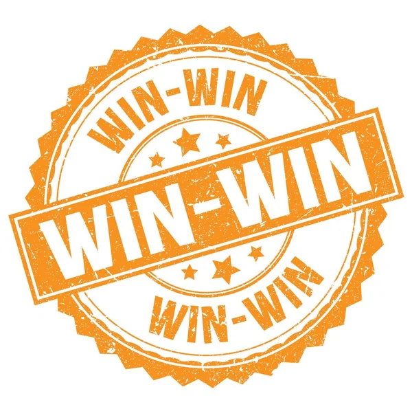 Win Win Felirat Narancssárga Kerek Bélyegzőtáblára Írva — Stock Fotó
