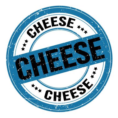 Mavi-siyah yuvarlak grungy işareti üzerine yazılmış peynir metni