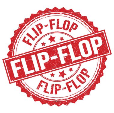 Kırmızı yuvarlak pul işareti üzerine yazılmış FLIP-FLOP metni