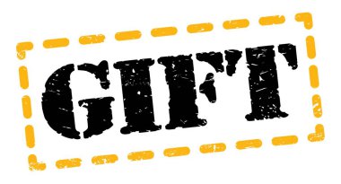 Sarı-siyah çizgi işareti üzerine yazılmış GIFT metni.