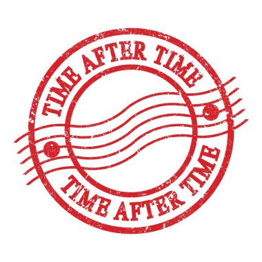 Zaman sonra, kırmızı grungy posta damgası üzerine yazılmış metin.