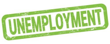 Yeşil dikdörtgen mühür işareti üzerine yazılmış UNEMPLOYMENT metni.
