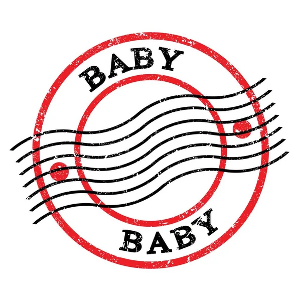 Baby Text Written Red Black Grungy Postal Stamp — ストック写真