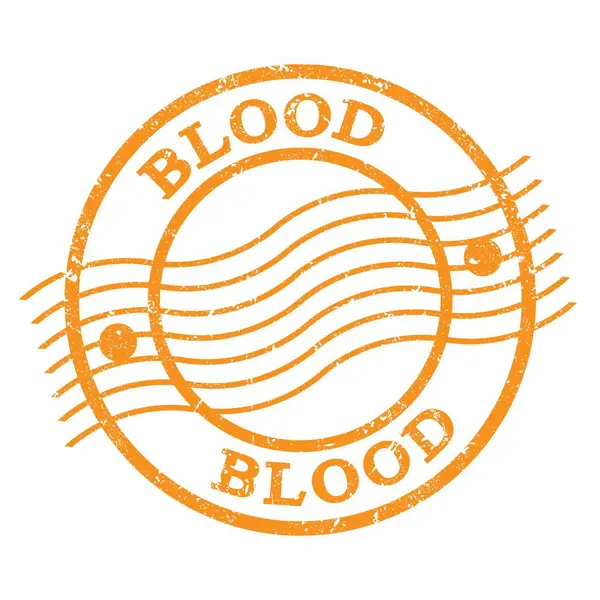 Blood Text Geschrieben Auf Orangefarbener Briefmarke — Stockfoto