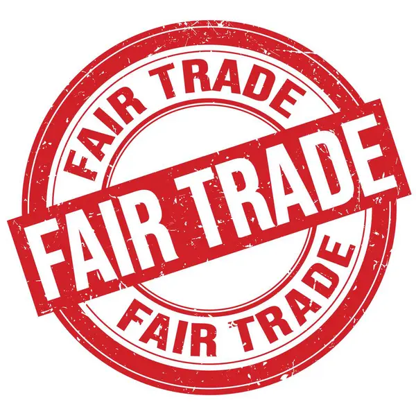 Fair Trade Tekst Napisany Czerwonym Okrągłym Znaku Grungy Znaczka — Zdjęcie stockowe
