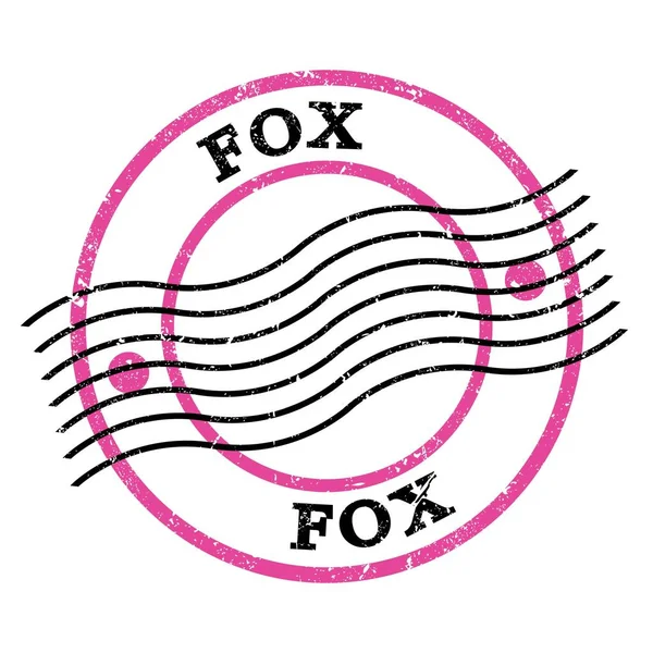 Fox Texto Escrito Rosa Negro Grungy Sello Postal — Foto de Stock