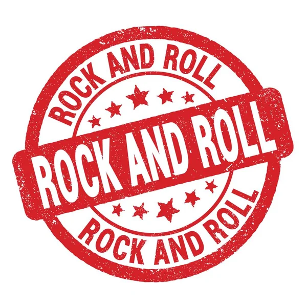 Vörös Grungy Bélyegtáblára Írt Rock Roll Szöveg — Stock Fotó