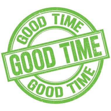 TIME yeşil yuvarlak mühür işareti üzerine yazılmış bir söz