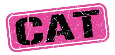 Pembe-siyah grungy işareti üzerine yazılmış kedi metni.