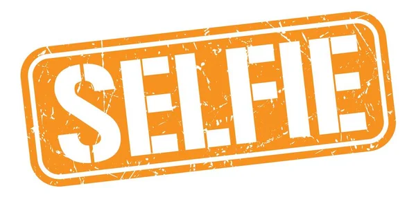 Selfie Texto Escrito Naranja Signo Sello Grungy —  Fotos de Stock