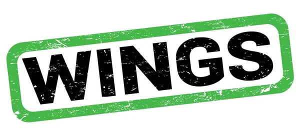 Wings Tekst Napisany Zielono Czarnym Prostokątnym Znaku Znaczka — Zdjęcie stockowe