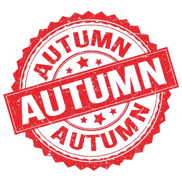 Kırmızı Yuvarlak Pul Işareti Üzerine Yazılmış Autumn Metni — Stok fotoğraf