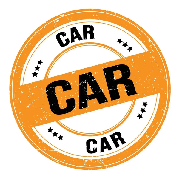 Turuncu-siyah yuvarlak grungy işareti üzerine yazılmış araba metni