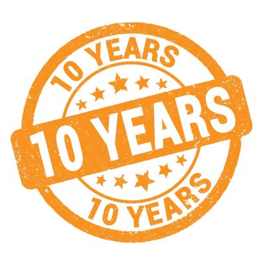 10 YIL SONRA Turuncu grungy mühür işareti üzerine yazılmış.