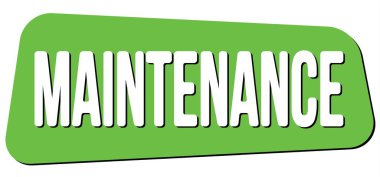 Yeşil trapez damgası işareti üzerine yazılmış MATENANCE metni.