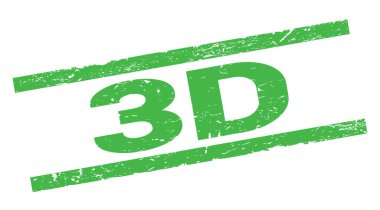 3D text written on green rectangle stamp sign.