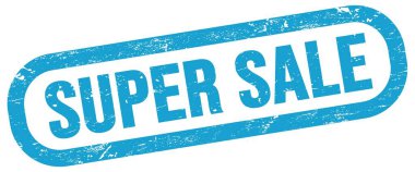 Süper Satış, mavi dikdörtgen mühür işareti üzerinde metin.