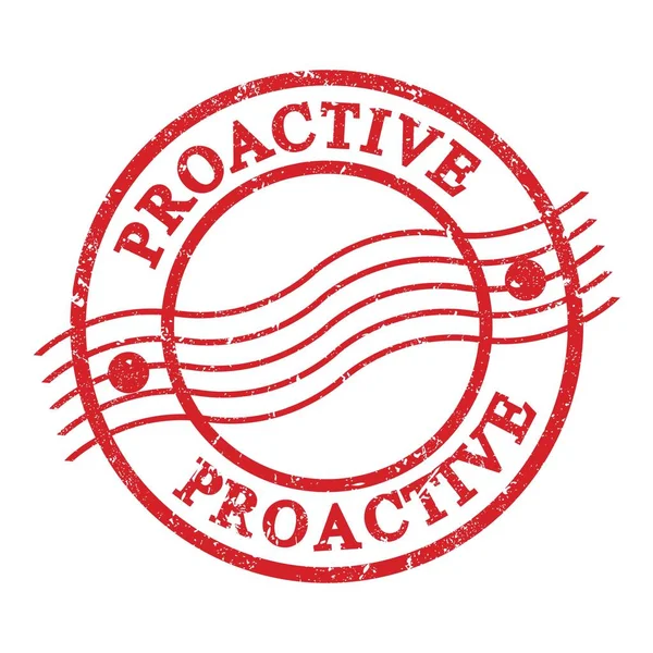 Proactive Text Written Red Grungy Postal Stamp — Stock Photo, Image