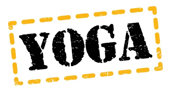 Yoga Texto Escrito Amarillo Negro Signo Sello Guion — Foto de Stock