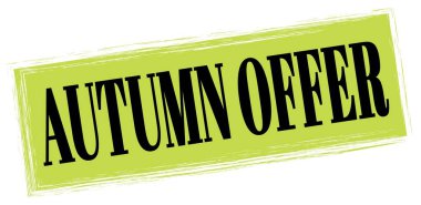 Yeşil-siyah dikdörtgen mühür işareti üzerine yazılmış AUTUMN OFFER metni.