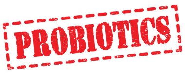 Kırmızı çizgi işareti üzerine yazılmış PROBIOTICS metni.