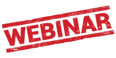 Kırmızı dikdörtgen damga işareti üzerine yazılmış WEBINAR metni.