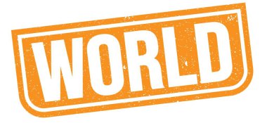 Turuncu grungy mühür işareti üzerine yazılmış DÜNYA metni.