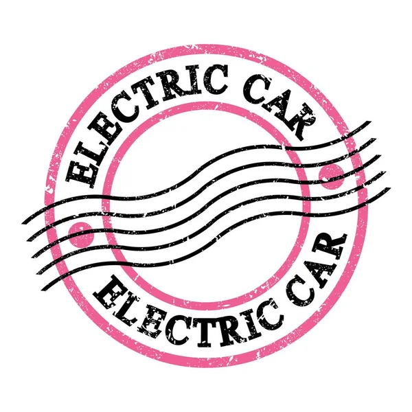 Electric Car Texte Écrit Sur Timbre Postal Grungy Rose Noir — Photo